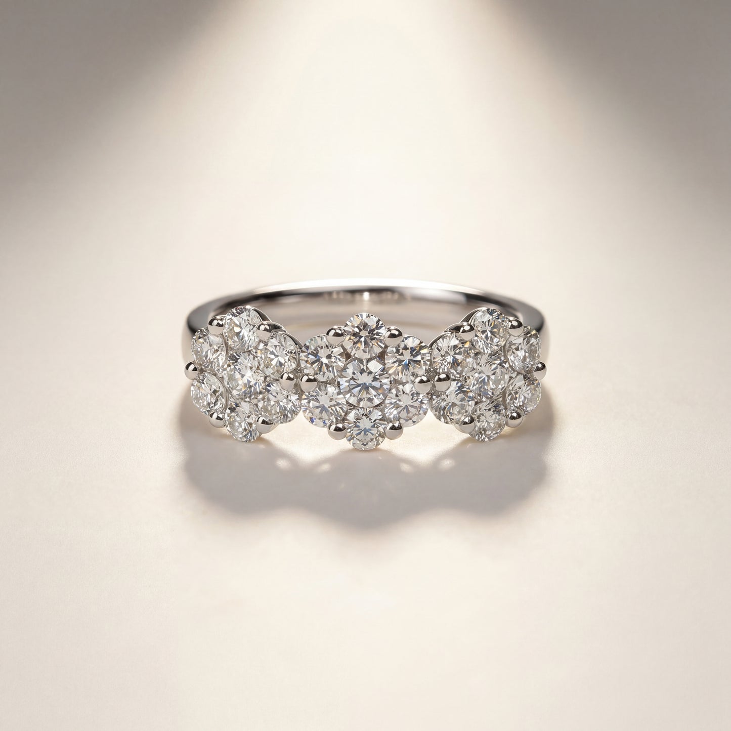 Anello Trilogy con Diamanti Naturali 1,23 ct in Oro Bianco 18 kt